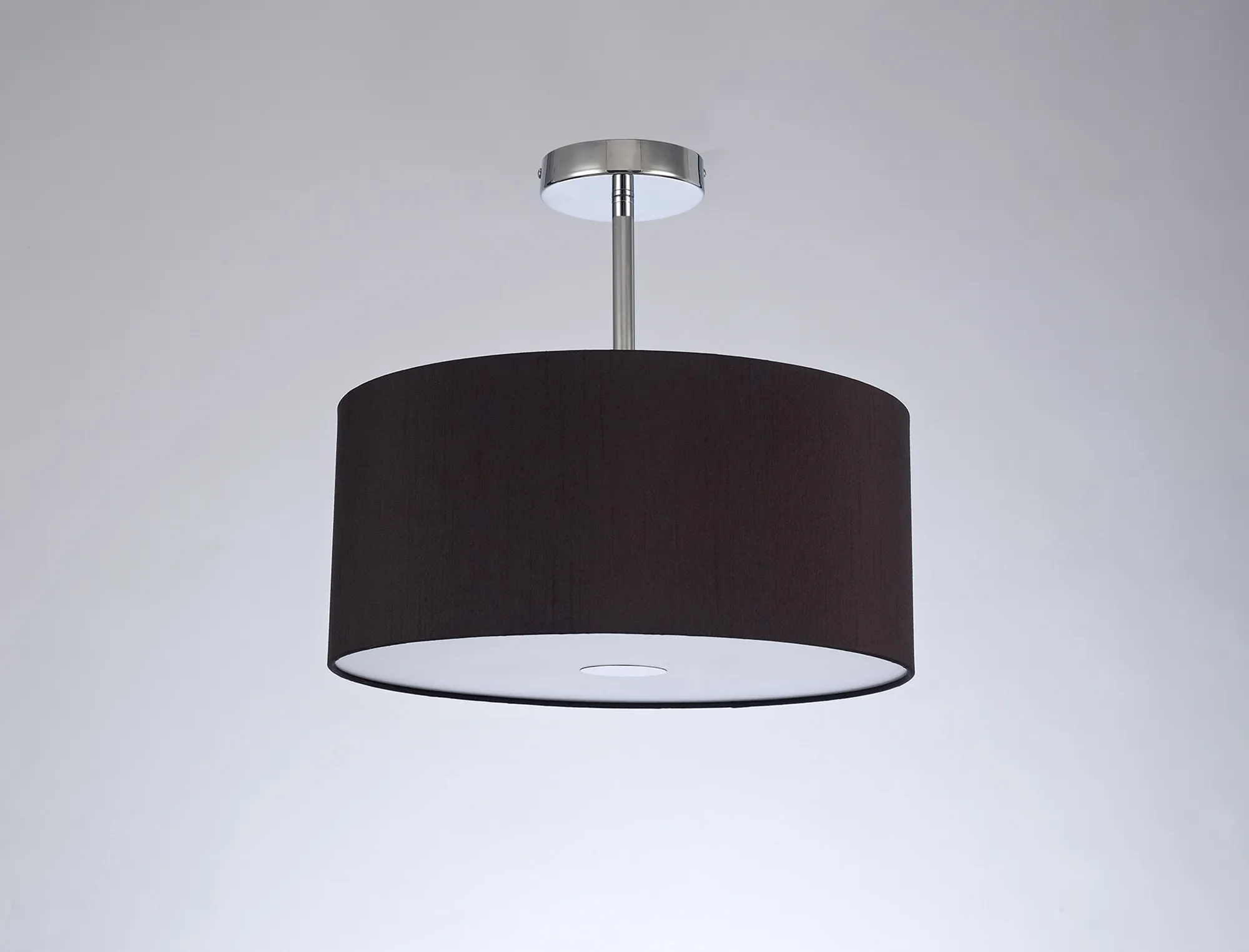 Baymont 40cm Semi Flush 3 Light Polished Chrome, Midnight Black/Green Olive, Frosted Diffuser DK0323  Deco Baymont CH BL/GR